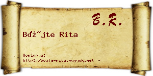Böjte Rita névjegykártya