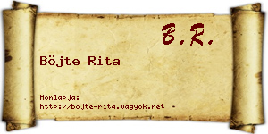 Böjte Rita névjegykártya