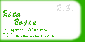 rita bojte business card